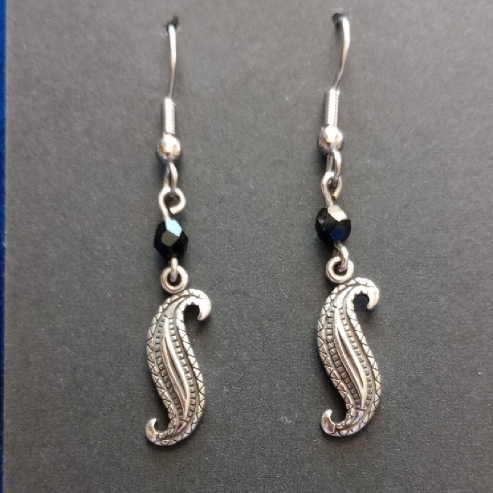 Elegant Sterling Silver and Black Dangle Earrings